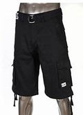 Black Men's Pro Club Cargo Shorts, Menswear Casual Stylish Simple Bottoms for Daily Wear (Tee Pairing Compatible)