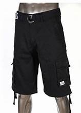 Black Men's Pro Club Cargo Shorts, Menswear Casual Stylish Simple Bottoms for Daily Wear (Tee Pairing Compatible)