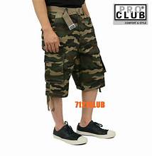 Camo Green Men's Pro Club Cargo Shorts, Menswear Casual Stylish Simple Bottoms for Daily Wear (Tee Pairing Compatible)