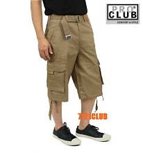 Khaki Men's Pro Club Cargo Shorts, Menswear Casual Stylish Simple Bottoms for Daily Wear (Tee Pairing Compatible)